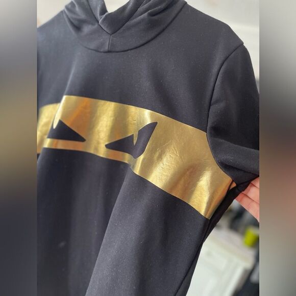 Fendi Gold Monster Eyes Logo Short Sleeve Hoodie – Size 48 – Made in Italy - Picture 5 of 5